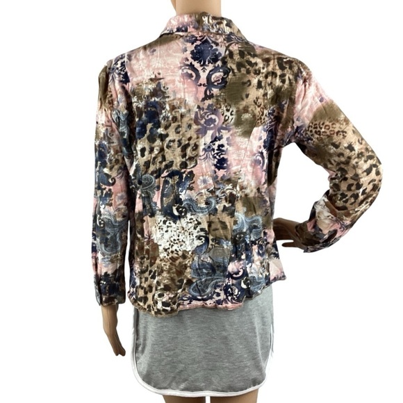Soft Surroundings Wild Side Button Up Top Size M Multicolor Print - Picture 5 of 7